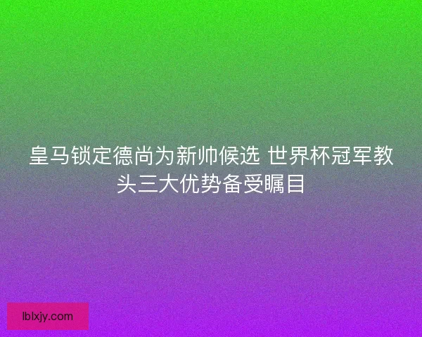皇马锁定德尚为新帅候选 世界杯冠军教头三大优势备受瞩目